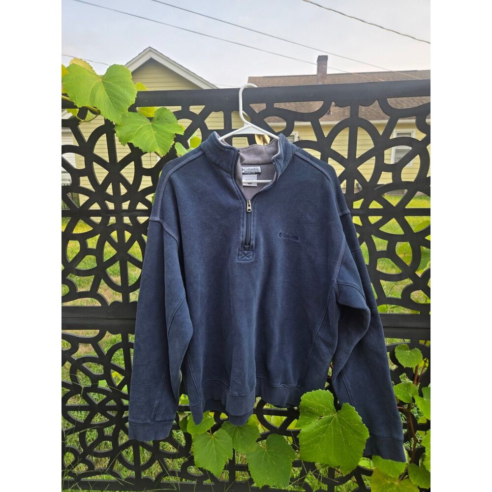 Men's Vintage Columbia Sportswear Fleece Lined Quarter Zip Outdoor Sweater XL